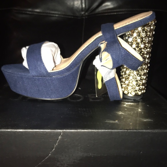 Dark Blue Denim Stiletto Heel - Picture 2 of 4
